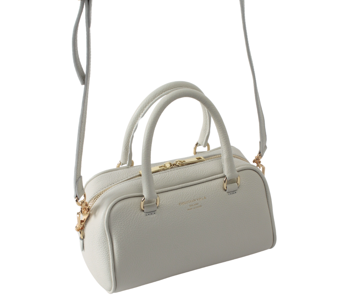 Iris Midi White – A compact Boston bag with Milanese elegance