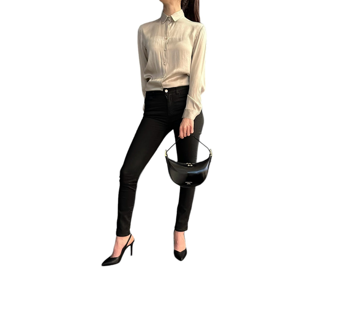 Jessy Small Black – Iconic halfmoon in mirror calfskin