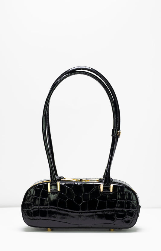 Anais Small Black Cocco Leather – Elegant Everyday Shoulder Bag