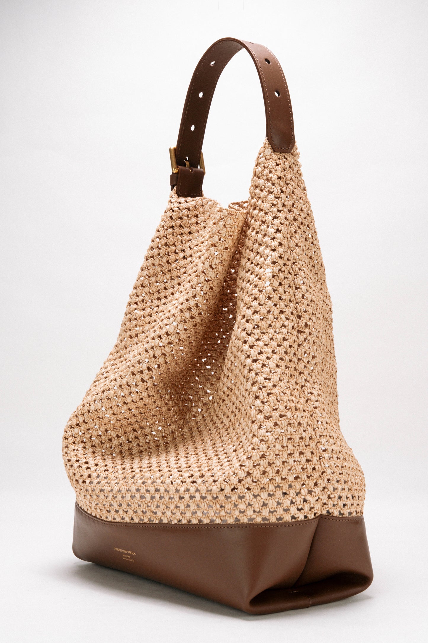 [Nuovo] Shirin Grande Marrone Naturale - Borsa all'uncinetto in paglia