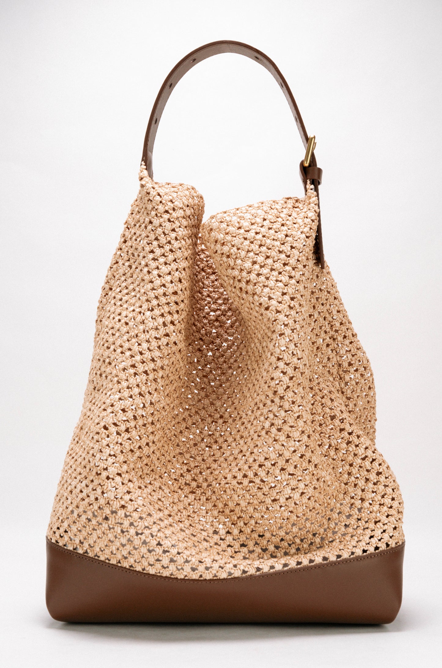 [Nuovo] Shirin Grande Marrone Naturale - Borsa all'uncinetto in paglia