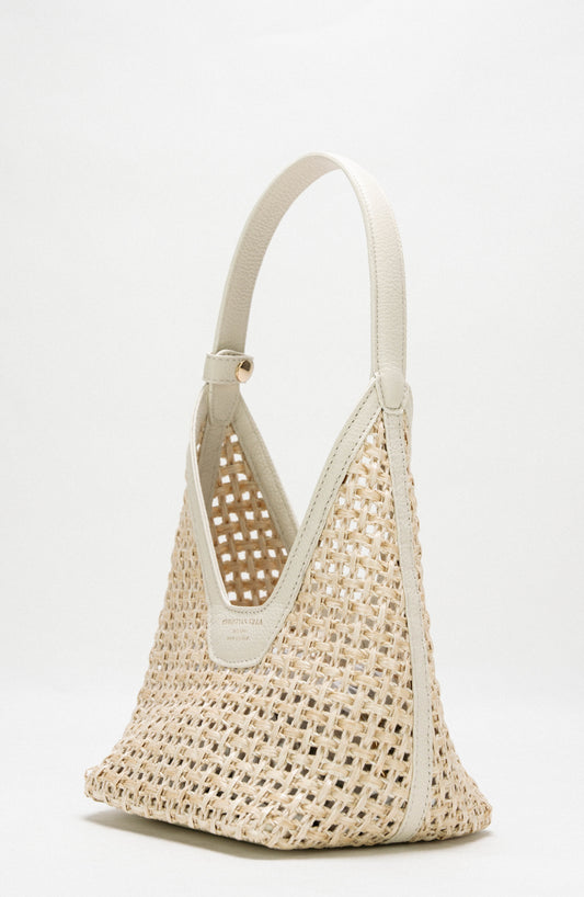[Nuovo] Borsa Silvya Small Natural White - Rafia Macramé