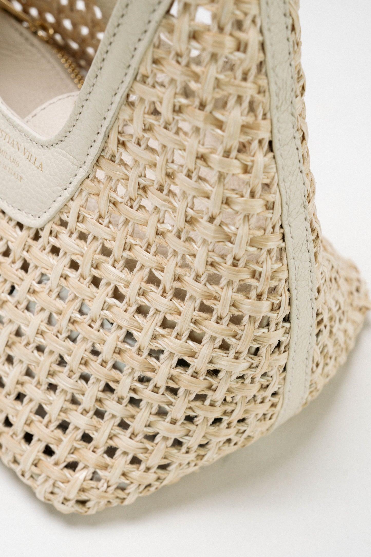 [Nuovo] Borsa Silvya Small Natural White - Rafia Macramé