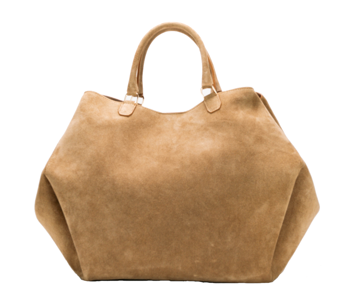 [Nuova] Athena Large Beige – Borsa in suede dal design geometrico e contemporaneo