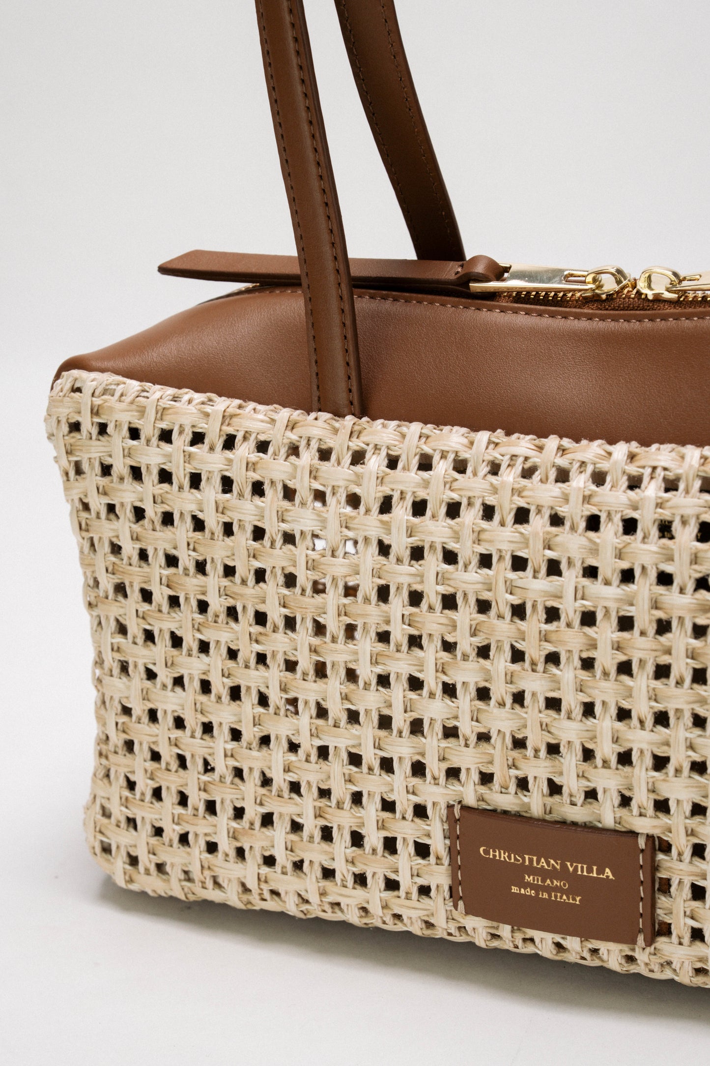 【新作】セリーナ スモール ナチュラルブラウン - ラフィアマクラメバッグ