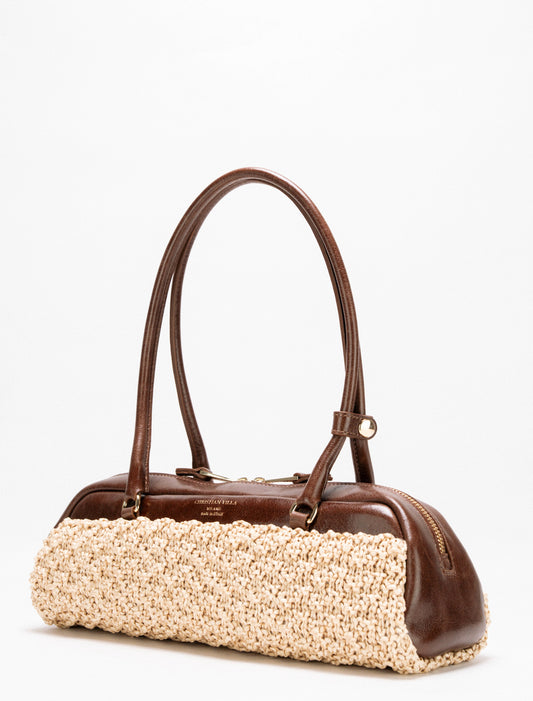 [Nuovo] Stacy Medium Natural Brown – Borsa in paglia macramè