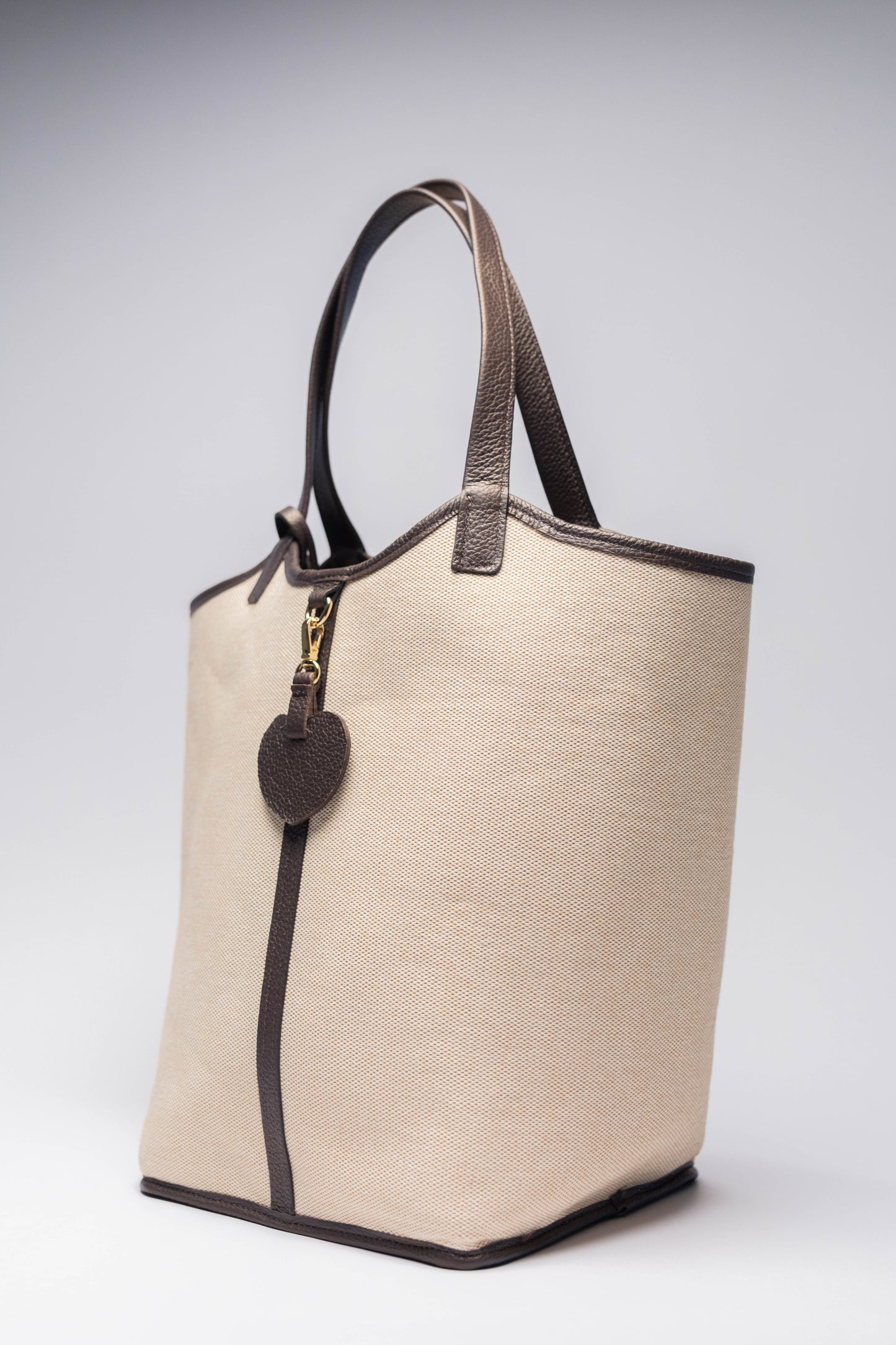 [New] Sara Large Natural Canvas & Brown Leather - Reversible Tote bag