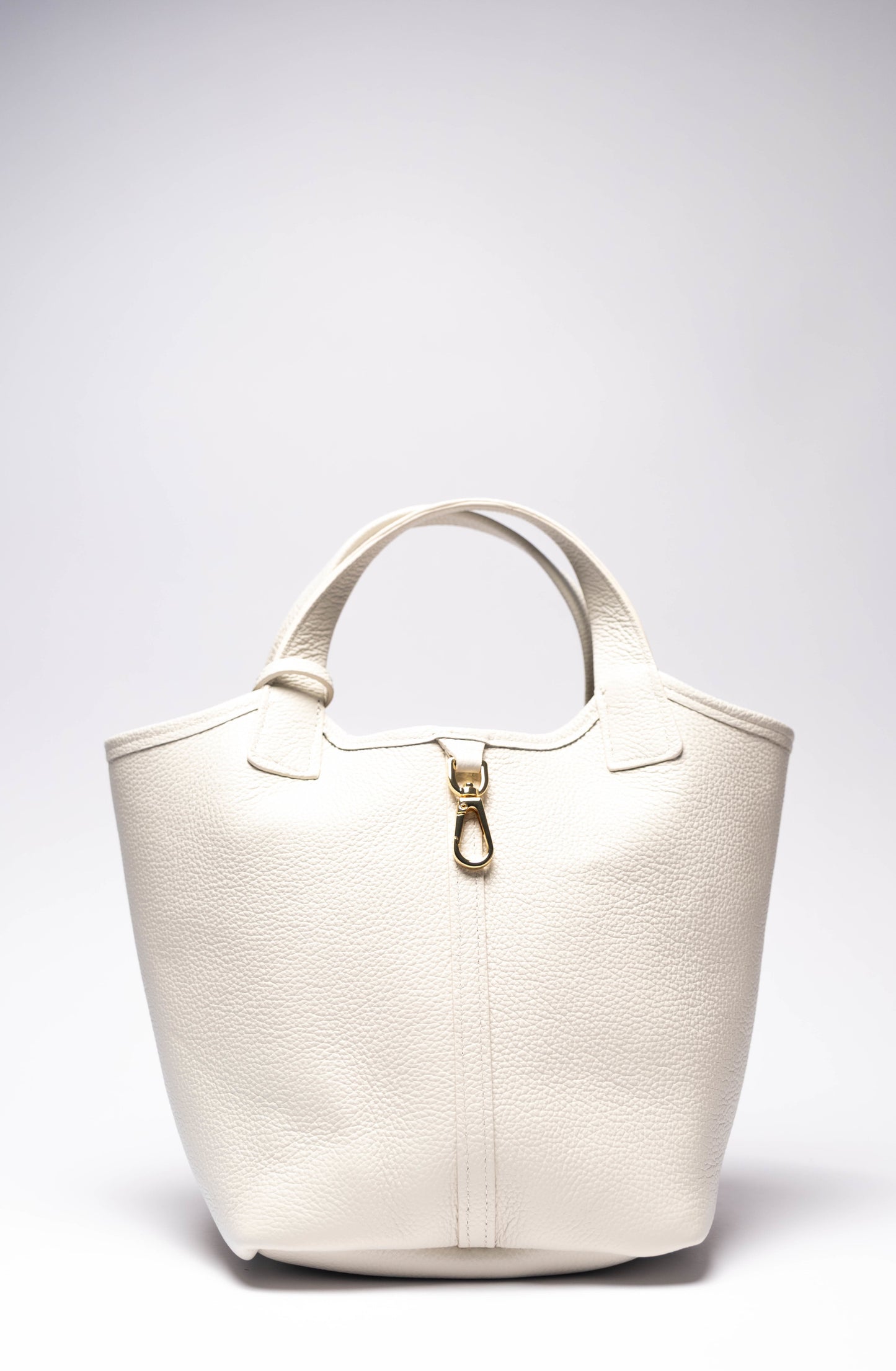 [New] Sara Medium White & Beige Suede - Reversible Tote bag