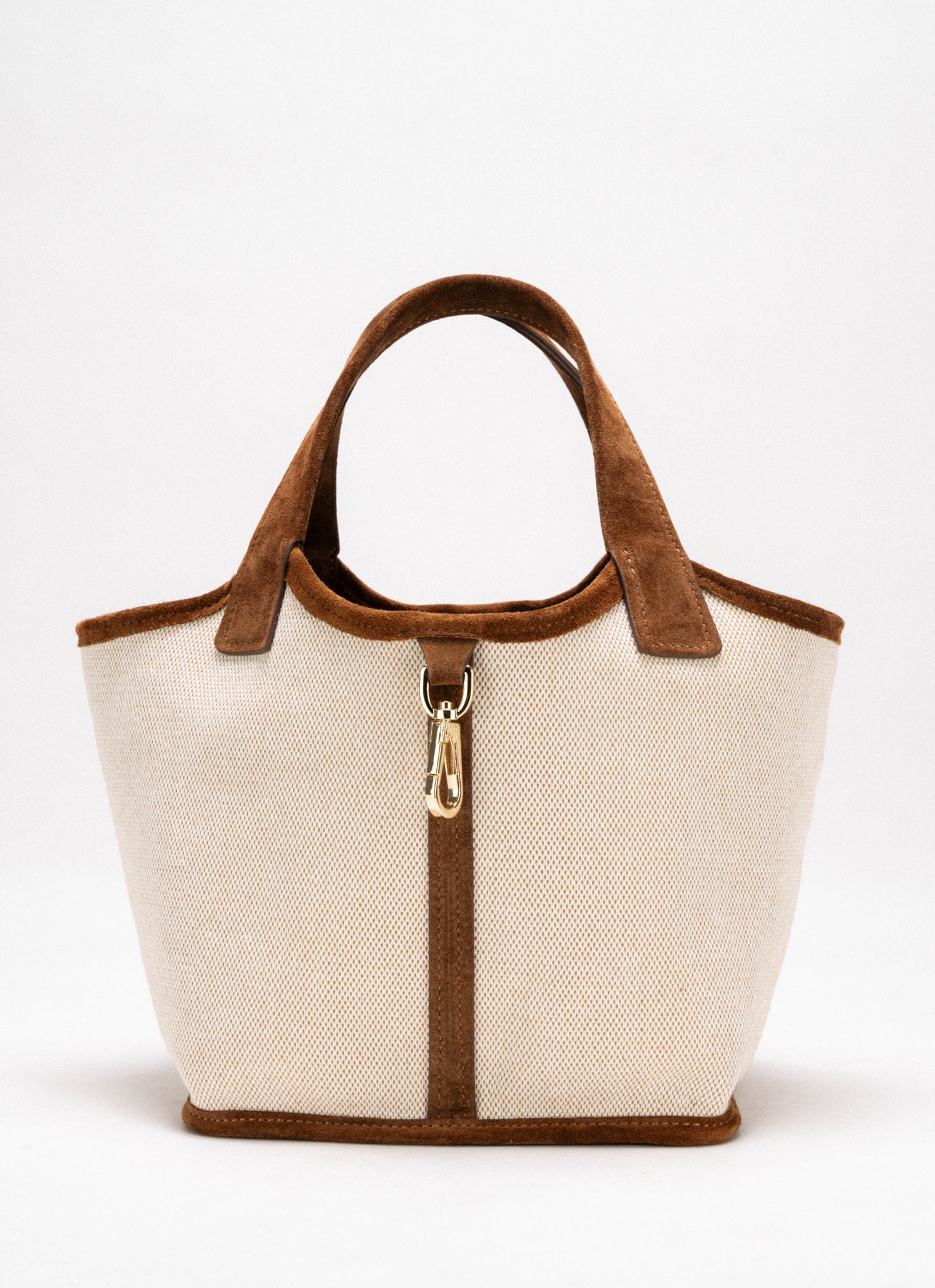 [Nuovo] Sara Small in canvas naturale & pelle scamosciata - Borsa tote reversibile