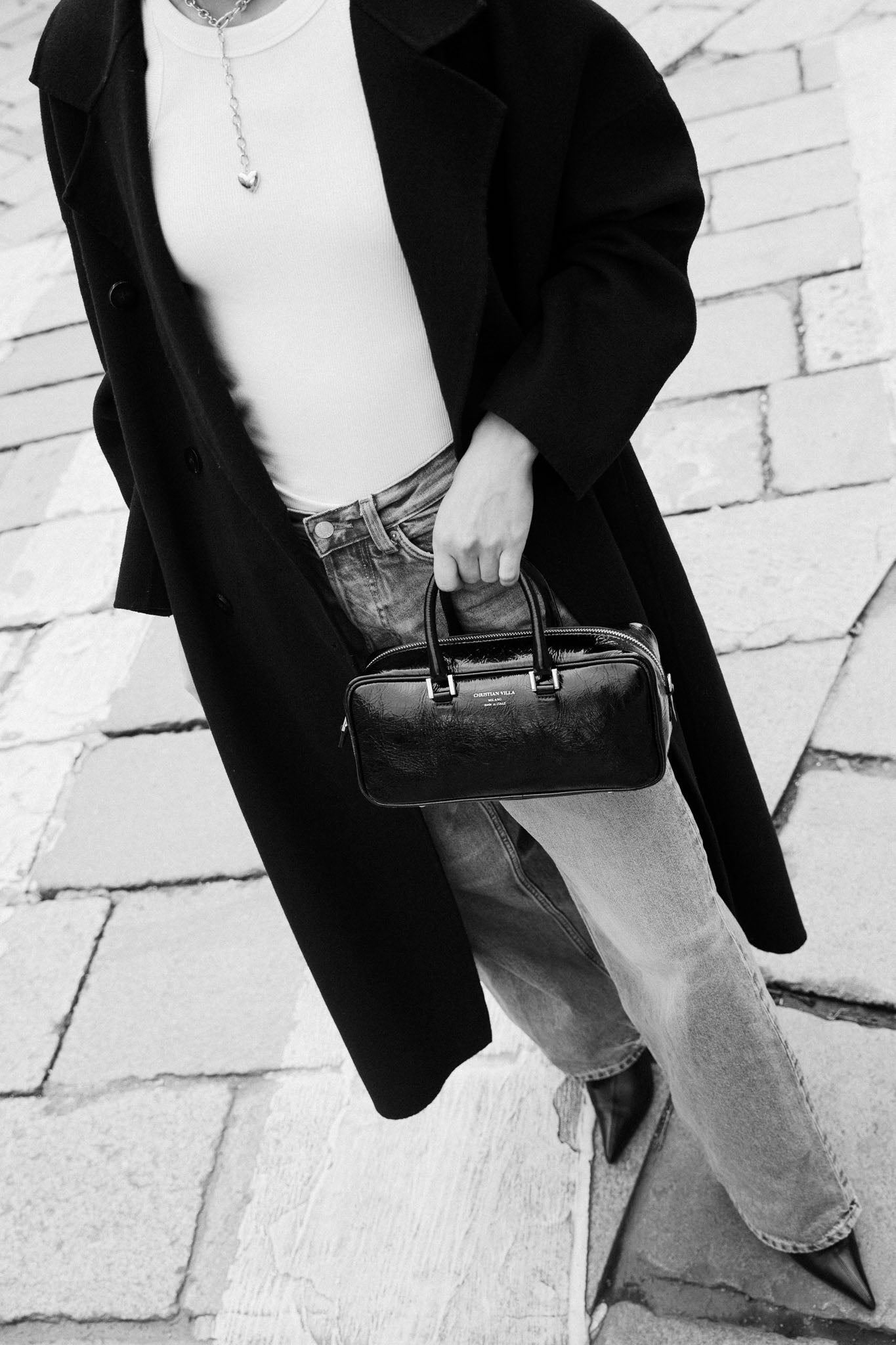 Jenny Medium Graphite | Handmade Italian bag in Athene leather