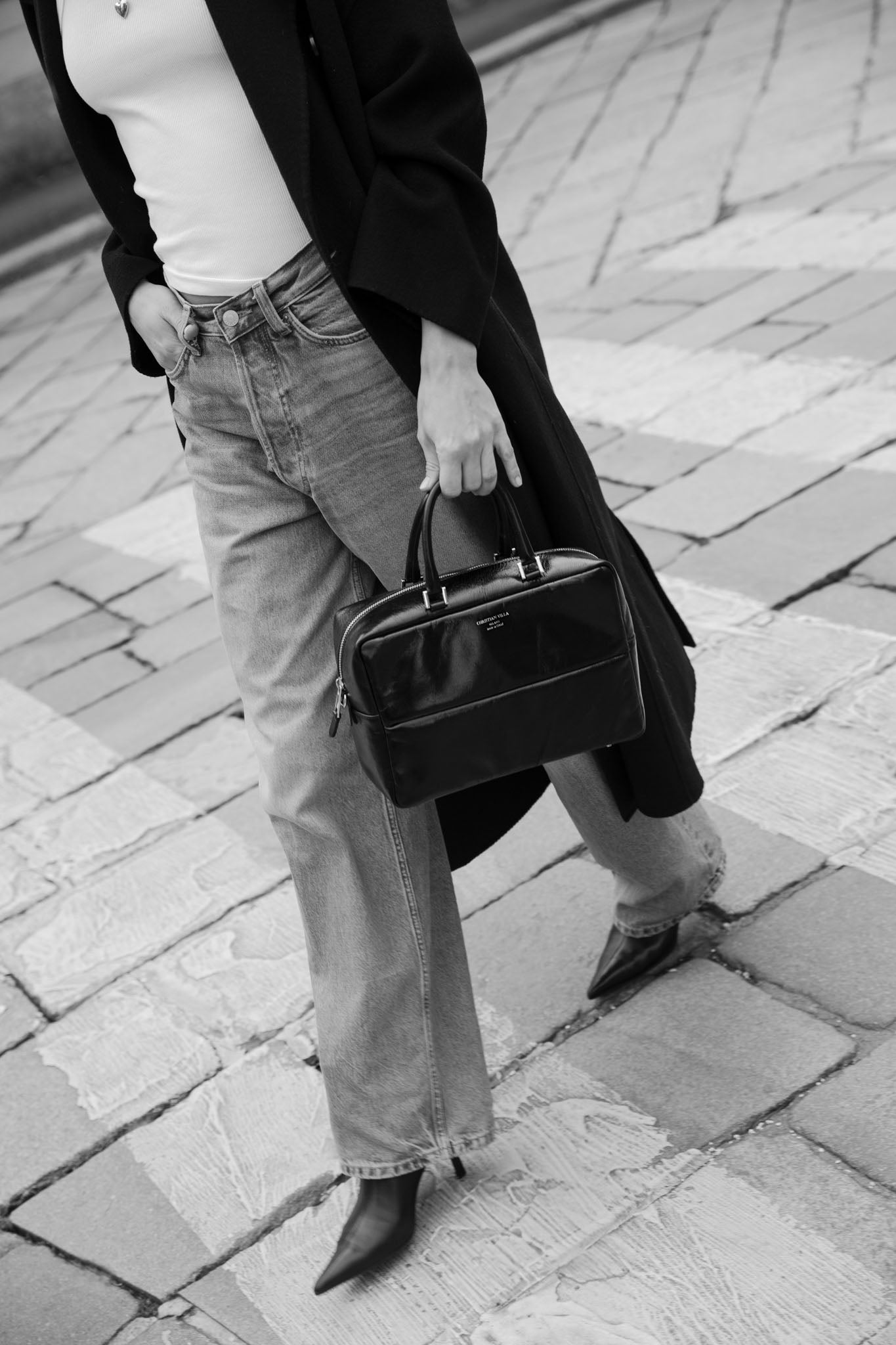 Jayla Large Graphite | Handmade Italian bag in Athene leather