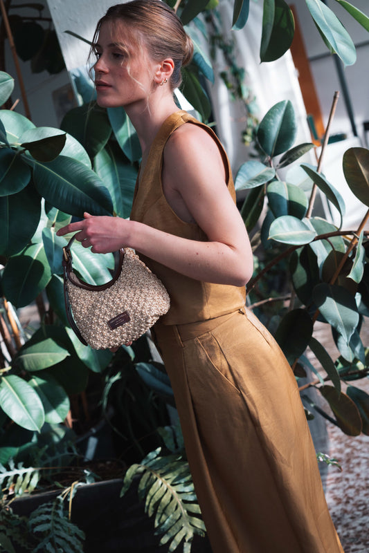 [New] Alma Mini Natural Brown – Mini straw macramé summer bag