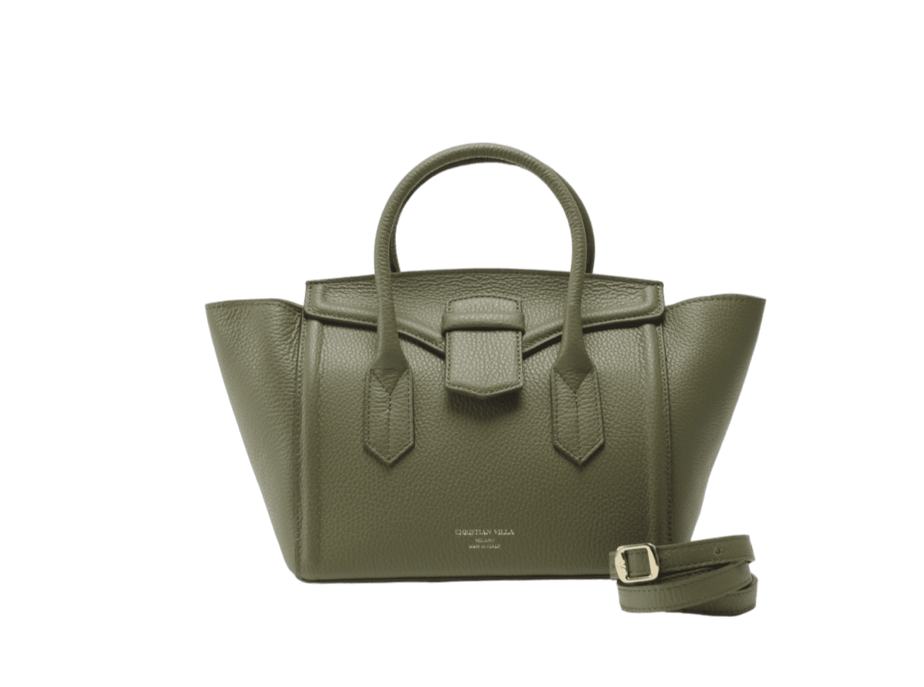 Serena_Trapeze_Bag_Green_Front With Strap