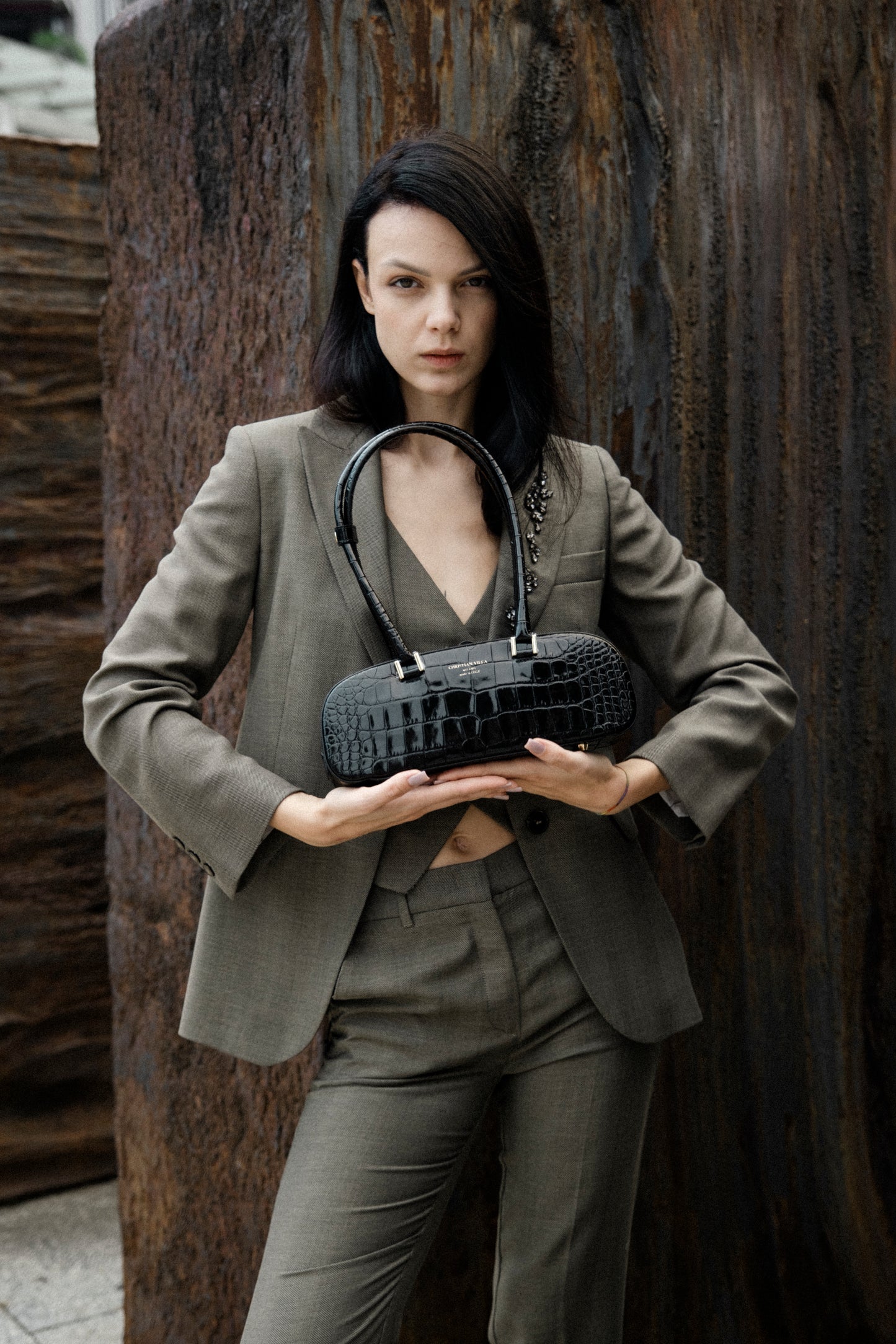 Anais Medium Black Cocco Leather – Elegant Everyday Shoulder Bag